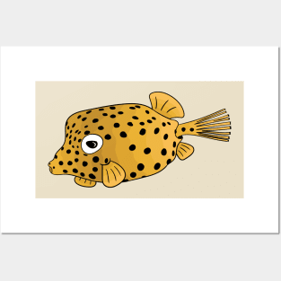 Yellow boxfish cartoon illustration Posters and Art